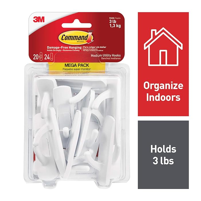 Command Utility Hooks Mega Pack, Medium, White, 20-Hooks (17001-MPES)