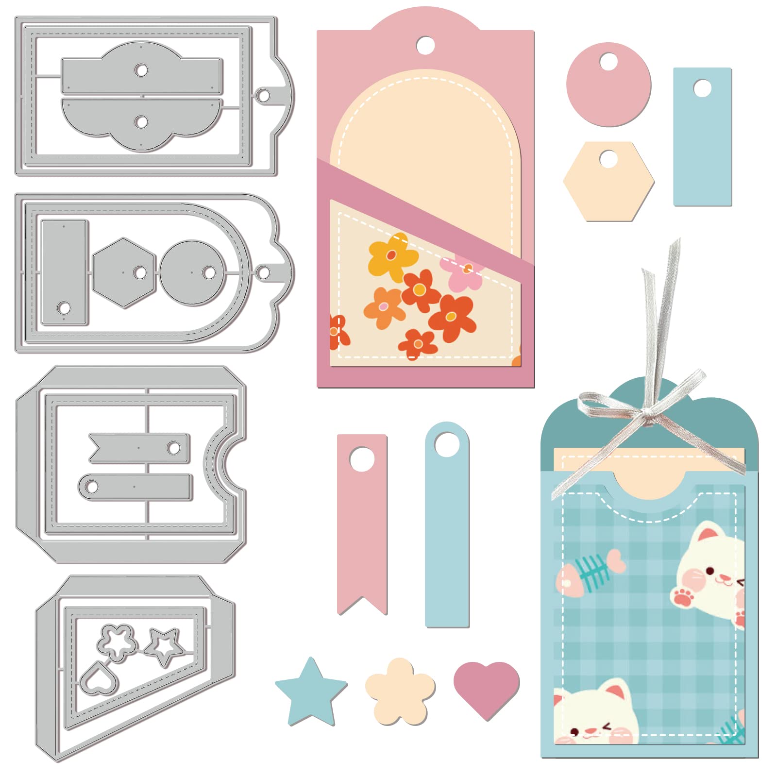 GLOBLELAND 3D Label Cutting Dies Metal Decorative Bookmark Gift Tags Die Cuts Cutting Die Template for Paper Card Making Decoration DIY Scrapbooking Album Craft Decor — image 1