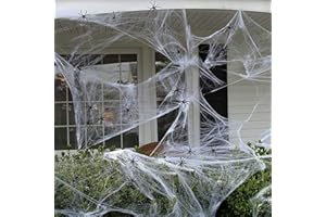 SpinLaLa Halloween Spider Web Decorations 800sqft Strechy Fake Spider Webs with 40 Spiders for Indoor and Outdoor