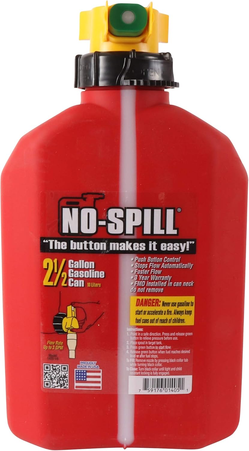 No-Spill 1405 2-1/2-Gallon Poly Gas Can: Garden & Outdoor