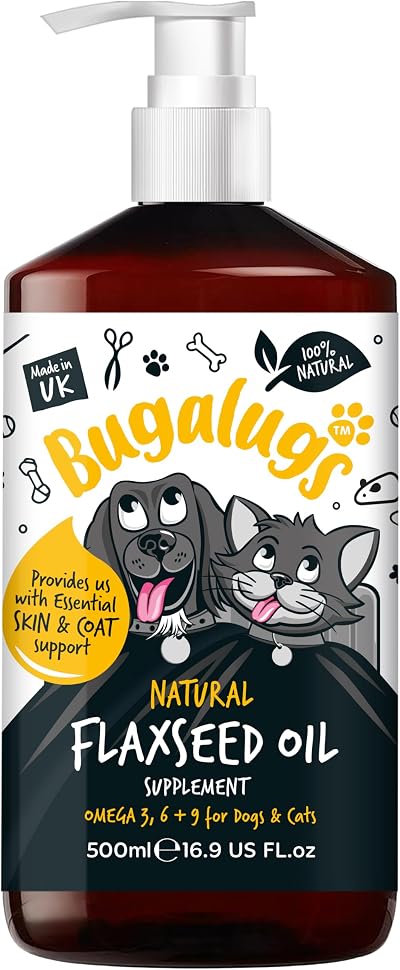 BUGALUGS Flaxseed Oil for Dogs & Cats Omega 3 6 9 UK Cold Pressed