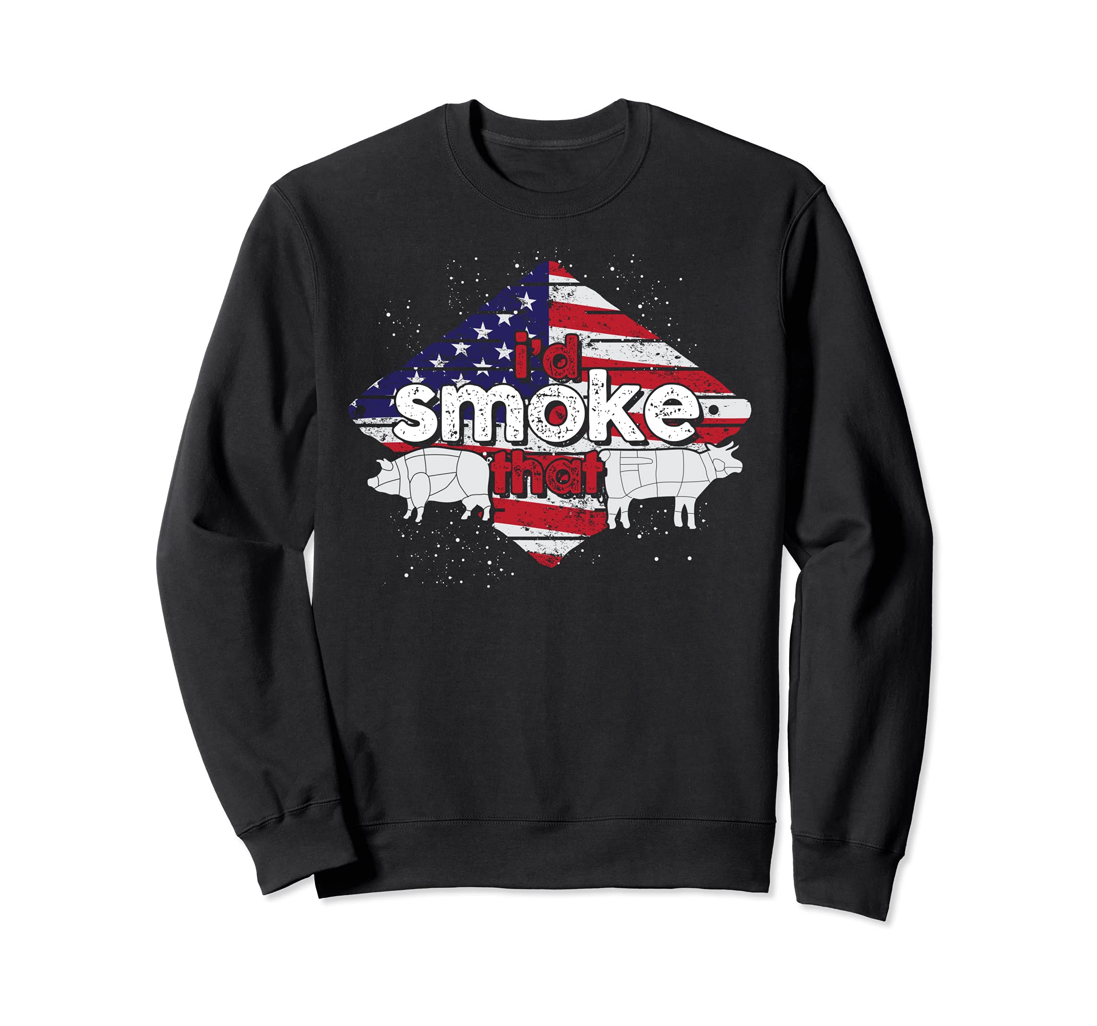 Grilling BBQ Meat USA Flag Id Smoke That Funny Barbecue Sweatshirt