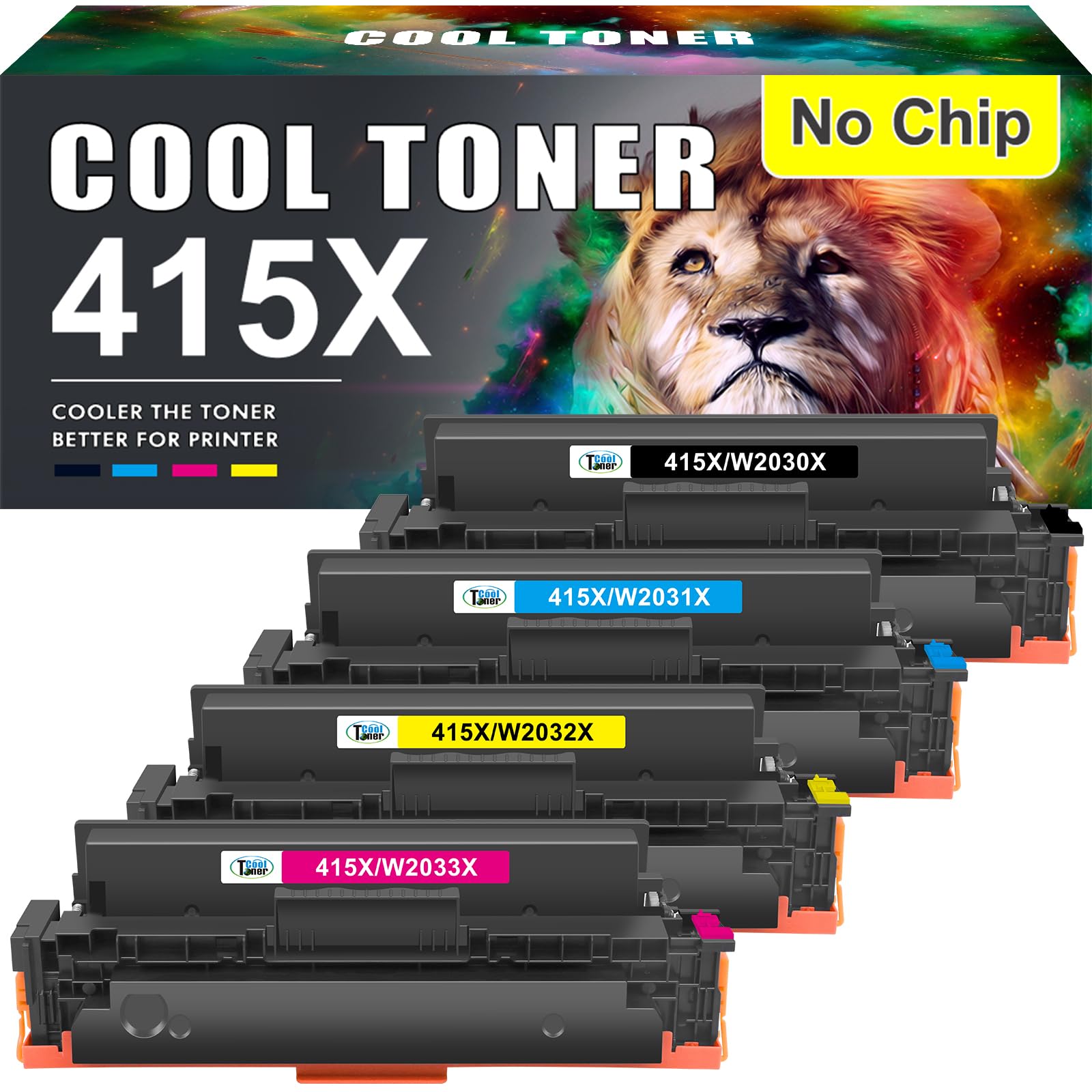 Cool Toner Compatible Toner Cartridge Replacement for HP 415X 415A 415 Color LaserJet Pro MFP M479fdw M479fdn M479fnw M479dw M479 M454dn M454dw W2030X Printer Ink (Black Cyan Yellow Magenta, 4-Pack)