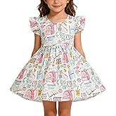 Toddler Girl Dress Back to School Pencil School Bus Print Dress Summer Outfits 3-8T