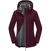 Outdoor Ventures Women's Softshell Jacket Waterproof Warm Fleece Lined Lightweight Windproof Hooded Insulated Windbreaker