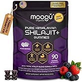 Moogu 18,000mg Himalayan Shilajit Gummies (90 Ct) Tongkat Ali 100:1, Ashwagandha KSM-66®, Maca Root, Cistanche Tubulosa, Cordyceps I Energy, Drive & Stamina Support I Mixed Berries - Sugar Free Vegan