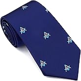 AMITER Woven Necktie for Freemason, Mens Fashion Neck Ties with Masonic Square & Compass
