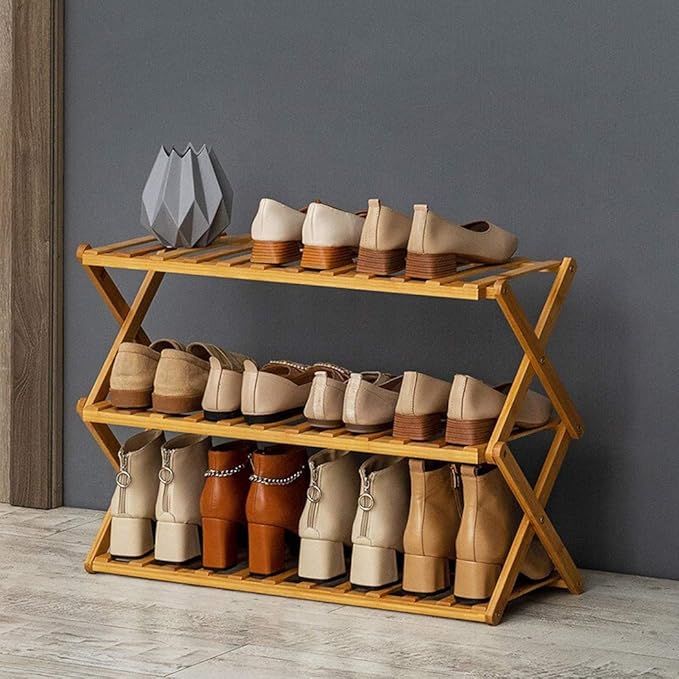 ZTYD Folding Wooden Shoe Rack Free of