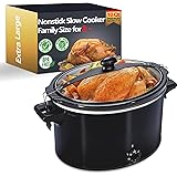 Slow Cooker Extra Large 10-Quart - Cooking Slow Cookers Pot with Lid, for Family Size 8+ People for 12 Lb Roast, 10 LB Turkey