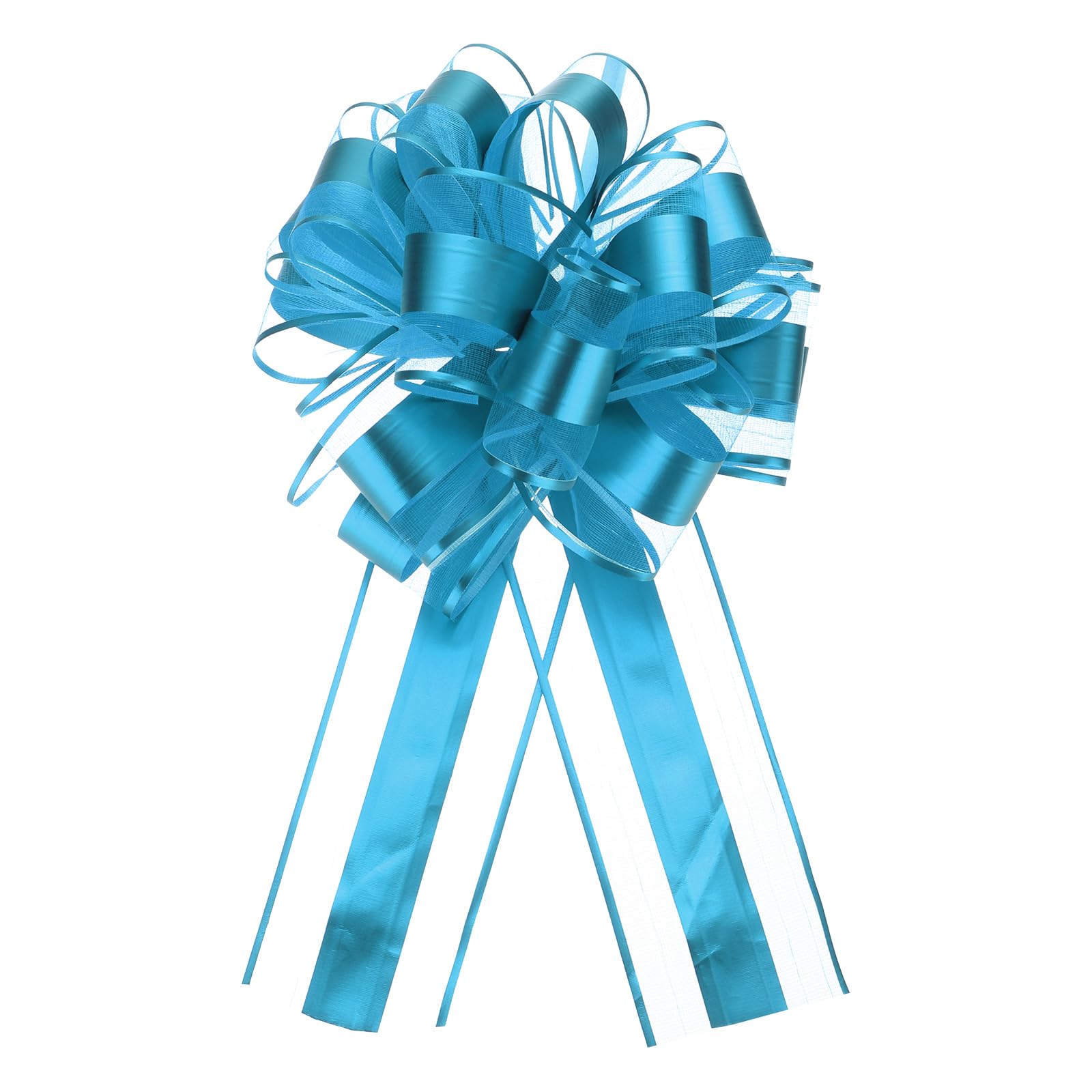 Uxcell 12pcs 11 Inch Extra Large Pull Bow Metallic Gift Wrapping Bows Ribbon Organza Light Blue for Wedding Baskets Presents Christmas Party