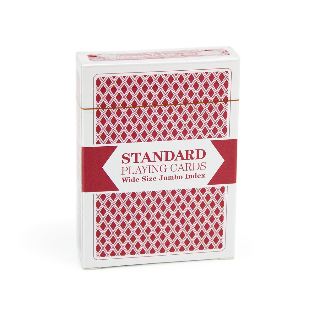 Brybelly Single Red Deck, Wide Size, Jumbo-Index, Plastic-Coated Playing Cards