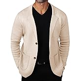 Mens Cardigan Sweater Knit Blazer Suit Jacket Casual Two Button Lightweight Sport Coat with Pockets