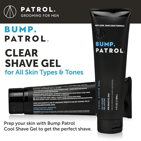BUMP PATROL COOL SHAVE GEL – SENSITIVE CLEAR SHAVING GEL WITH MENTHOL PREVENTS RAZOR BURN, BUMPS, INGROWN HAIR – 4 OUNCES 4 PACK