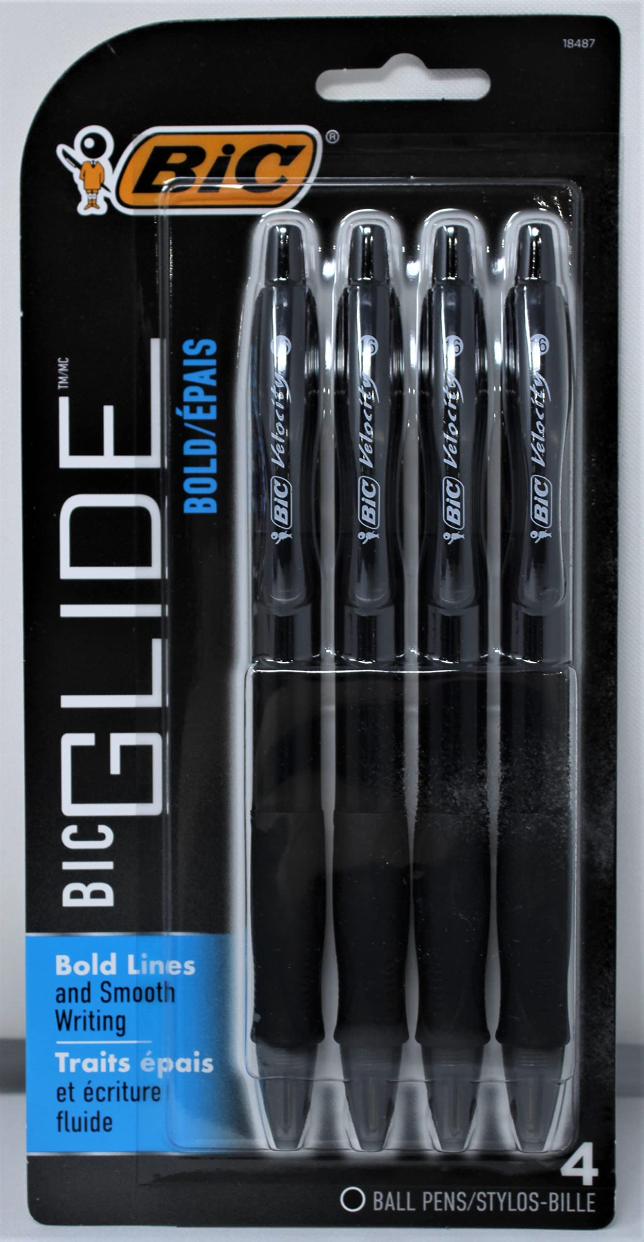 Photo 1 of Bic Vlgbp41-Blk Black Velocity Bold Ball Pen 4 Count