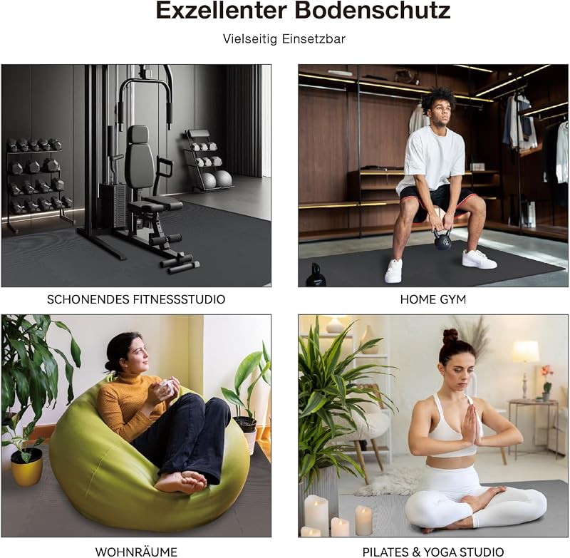 Bodenschutzmatte Fitness Matte Extra Dicke Bodenmatten, rutschfeste Schutzmatten Fitnessraum, Fitness Boden, Sportboden, Poolunterlage, [31x31cm] - 18 Fallschutzmatten