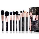 Party Queen Makeup Brushes Set 15 Pieces Rose Golden Classic Synthetic Highlighter Foundation Blending Concealer Eye Face Liquid Powder Cream Cosmetics Brush Kit