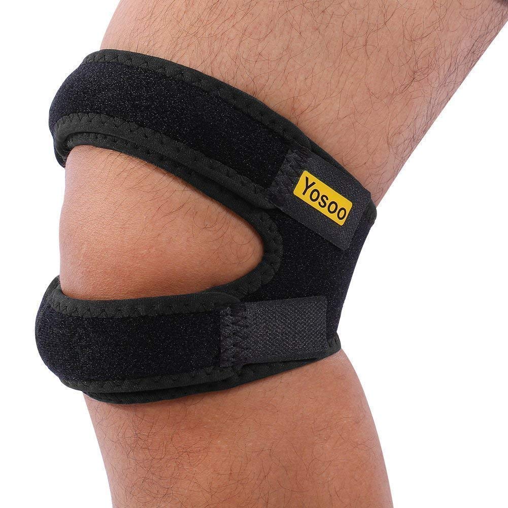 Adjustable Sports Knee Support for Running and Walking - Elastic, Breathable and Anti-Bacterial - Black - 1 Supplied