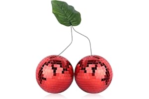 YEEHLMER Cherry Disco Ball Decor, Double Mirror Ball Cherry Mirror Ball for DJ Club Stage Bar Party Wedding Holiday Decoration Home Decor (Double Cherry-15cm, Red)