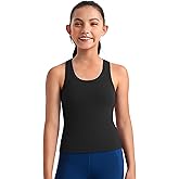 CRZ YOGA Girls Butterluxe Crew Neck Tank Tops Waist Length - Dance Yoga Athletic Casual Racerback Tight Kids Teen
