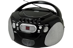 HANNLOMAX HX-337CD Portable CD Player, AM/FM Radio, Cassette Recorder, Records from CD or Radio, Headphone Jack, AC/DC Dual P