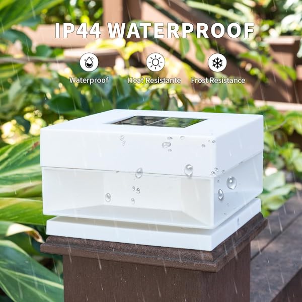 SOLAR POST CAP LIGHTS,50 LUMEM BRIGHTNESS,2 MODES WARM WHITE/BRIGHT WHITE OUTDOOR FENCE POST CAP LIGHT GARDEN DECOR LITHIUM BATTERY POWERED LIGHTING FITS FOR 4X4 5X5 WOODEN POSTS 4X4 5X5 VINYL POSTS