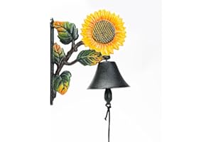 Sungmor Heavy Duty Cast Iron Sunflower Hand Bell - Hand-Painted Wall Decor for Indoor/Outdoor Use
