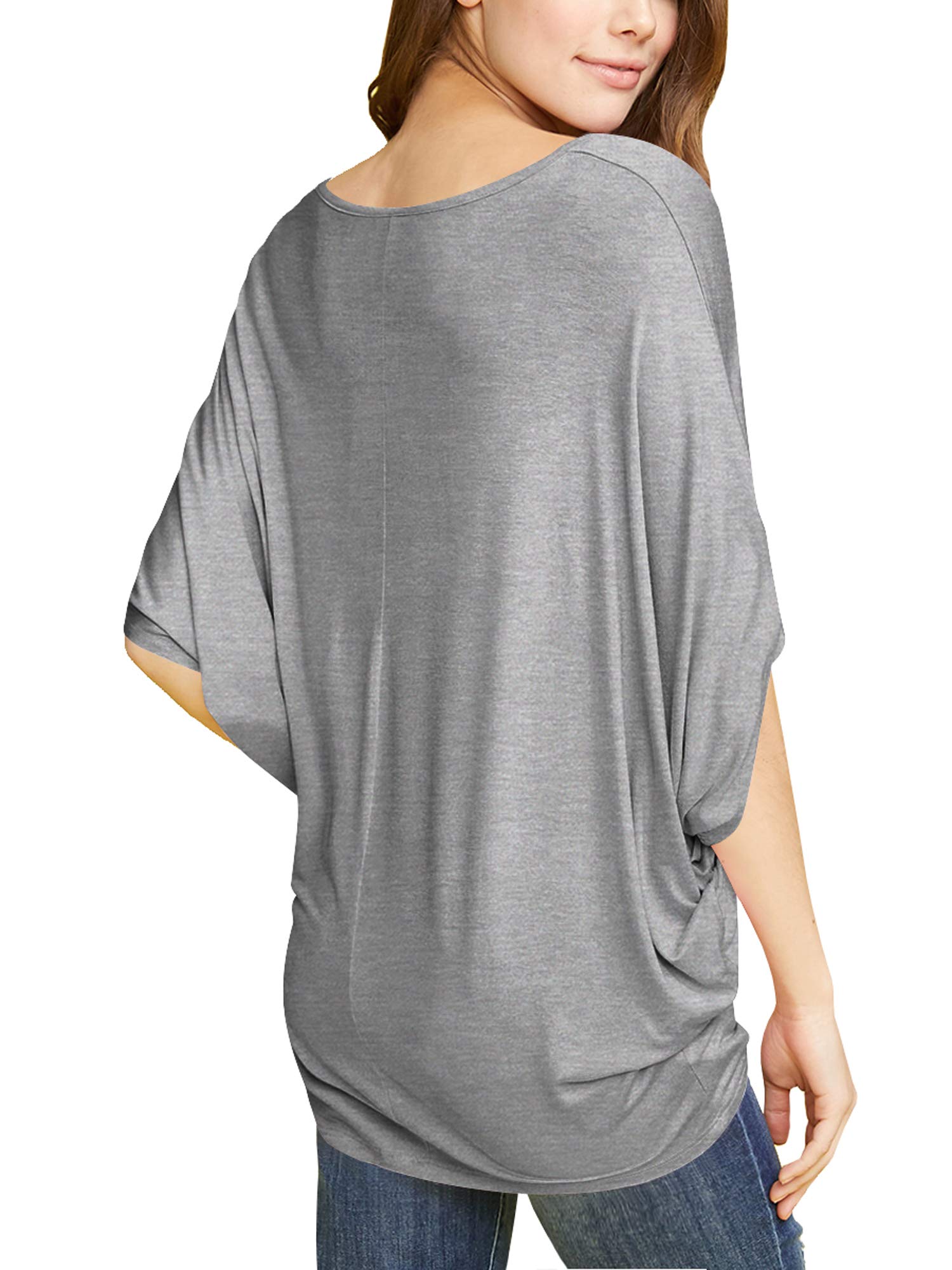 LL WT1073 Womens Scoop Neck Half Sleeve Batwing