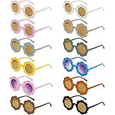 yeabwps 12 Pieces Kids Sunglasses, Round Flower Shaped Sunglasses Colorful Girls Sunglasses for Outdoor Beach Accessories