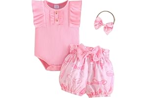 ChuYuKu Newborn Girl Summer Clothes Floral Romper Infant Baby Girls Shorts Summer Set Toddler 1st Birthday Outfits 0-18M