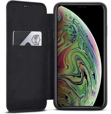 Amazon Com Iphone Xs Max Flip Case Black Caseza Dublin Pu