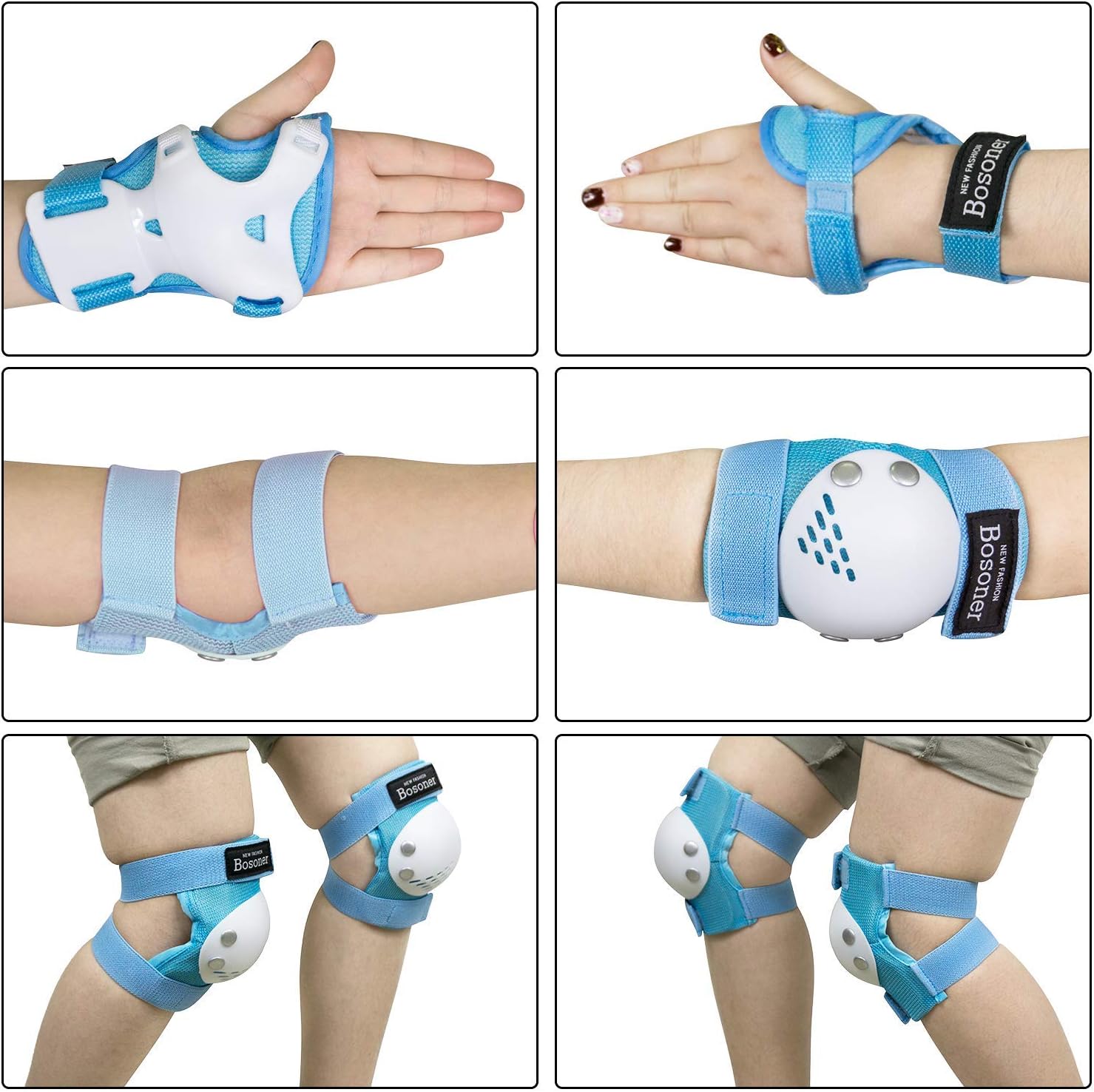 BOSONER Kids/Youth Knee Pad Elbow Pads for Roller Skates Cycling BMX Bike Skateboard Inline Rollerblading, Skating Skatings Scooter Riding Sports : Sports & Outdoors