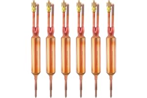 Shimeyao 6 Pcs Filter Drier Refrigerant Liquid Line Directional Filter Dryer AC & Refrigeration Line with Charging Valve 25 Grams 1/4 x 1/4 Compatible with R12, R22, R502, R134a and R407C