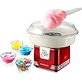 Nostalgia Cotton Candy Machine - Retro Cotton Candy Machine for Kids with 2 Reusable Cones, 1 Sugar Scoop, and 1 Extractor Head – Red