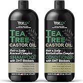 Tea Tree Oil Shampoo and Conditioner Set with Castor Oil, DHT Blockers, Itchy Scalp Relief, Supports Fuller Hair, Cleanses Dandruff & Buildup, For Men & Women, Made in USA, 16 fl oz Each