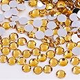 3000 Pieces SS6 2mm Flatback Rhinestones Clear Glass Round Gems Crystals for Nail Art DIY Crafts Clothes Shoes Bags （Golden Yellow）