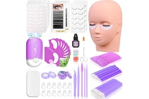 442 PCS Lash Kit for Eyelash Extension, Professional Lash Extension Training Kit: Mannequin Head, Lash Cluster, Fan Dryer, La