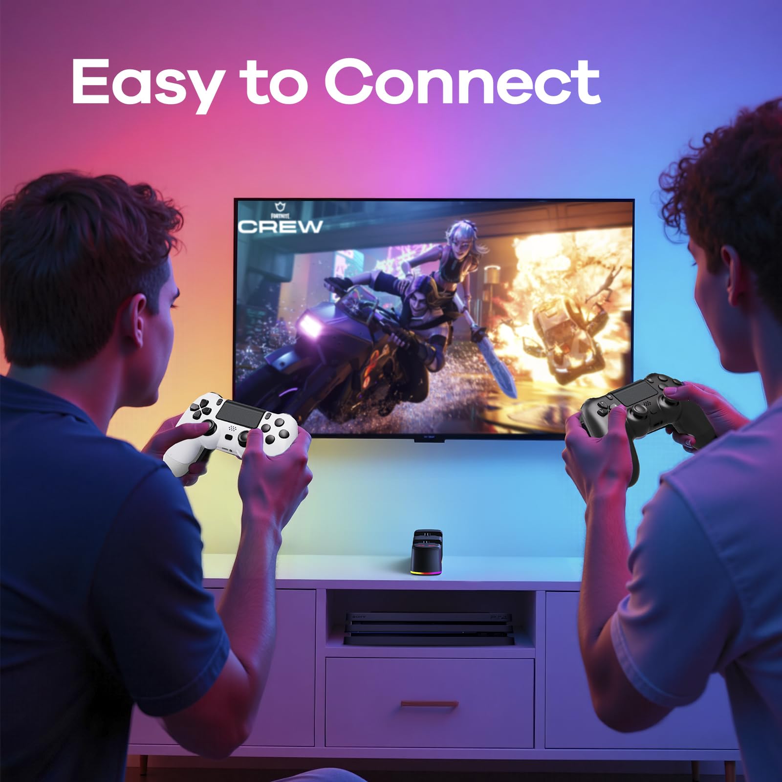 AROEVEIB 2 Pack Controller with Charger Dock for PS4 Wireless Game Controller, with LED Charging Dock Station, 2 USB Cable