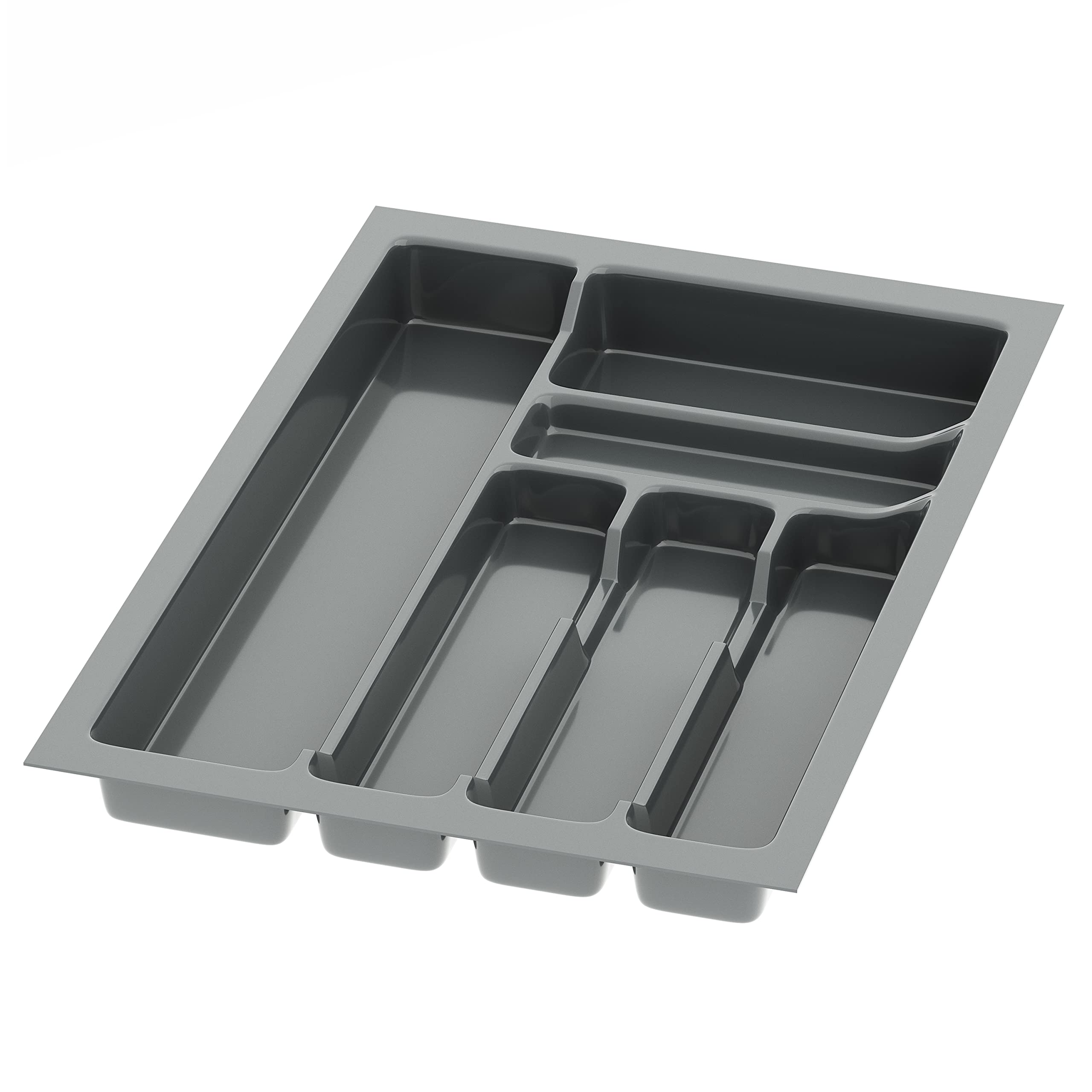 sossai® Divio Cutlery Tray for 40 cm Drawers, 33 x 49 cm (Width x Depth), Can Be Cut To Size, 6 Compartments, Colour: Anthracite, Cutlery Tray Organiser System