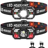 Staaricc 2Pack LED Headlamp Rechargeable, Super Bright Head lamp for Adults | Red Light, Motion Sensor, 5 Modes, 12H Runtime,