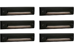 GKOLED 6-Pack Low Voltage 9-15V AC/DC LED Linear Step Lights, 2W Landscape Cutoff Stair Riser Light, Outdoor Waterproof Accent Lighting Fixtures, Die-cast Aluminum with Black Powder Coated Finish