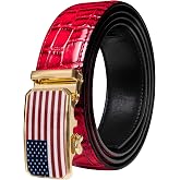 Dubulle Mens Ratchet Belt Gold Click Buckle Adjustable Leather Belts | Automatic Belt Buckles, 1 3/8