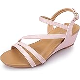 BGYJMTRCVHU Wedge Sandals for Women Dress Elastic Ankle Strap Rhinestone Sandals Summer Comfortable Shoe