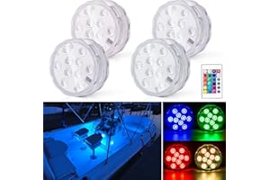 Shangyuan Boat Lights Wireless, Battery Powered Operated Marine Led Interior Light for Boat Deck Courtesy Light, for Fishing Pontoon Sailboat Kayak, Remote Control Multi Color Changing, RGB, 4PCS