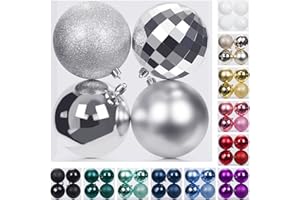 SY Super Bang 100MM/4 Large Christmas Ornaments, Christmas Ball Ornament Set for Xmas Tree, Shatterproof Decorations for Holiday, Party, Christmas Decor - 4PCS, Silver.