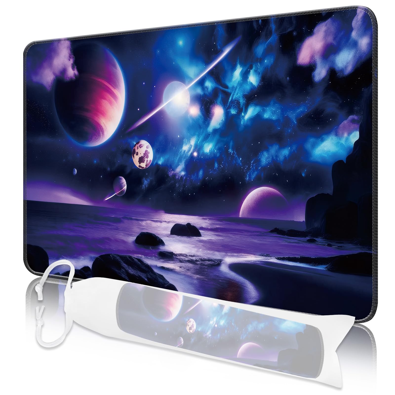 MTG playmat, 24‘ x 14’ playmat for TCG MTG card game mat, stitched edges, MTG playmat with zones, smooth rubber surface, battle playmat (star)