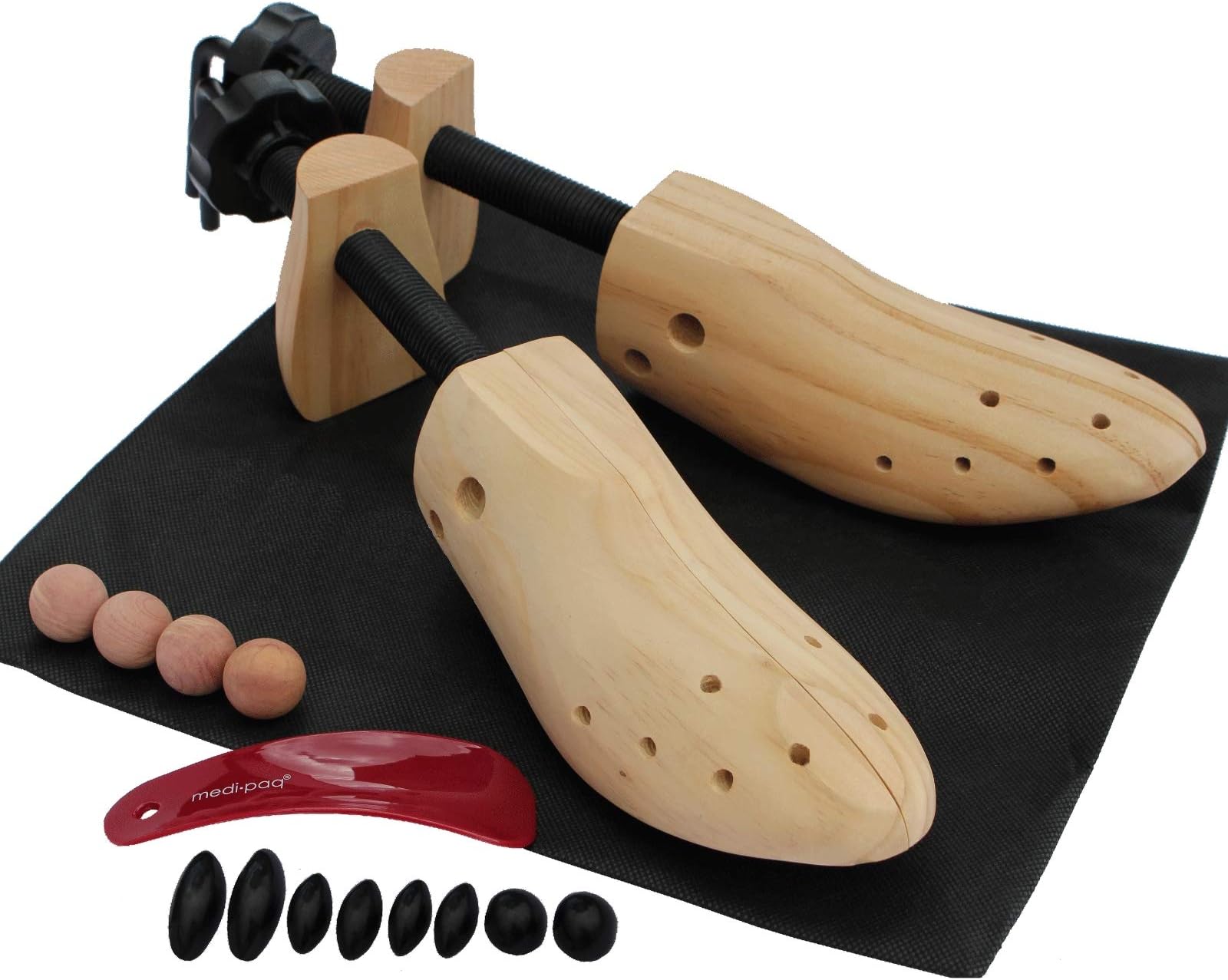 Medipaq - Premium Pine Shoe Tree Stretchers GENTS x 2 - Put an end to your bunions and blisters! WITH Cedar Balls, Drawstring Bag, Wood, 7-12 UK