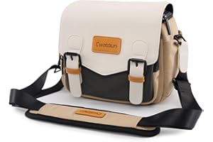 Cwatcun Camera Shoulder Bag Compact Camera Case, Small Waterproof Camera Messenger Bag with Tripod Holder, Travel Photography
