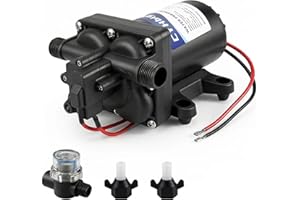 42 Series RV Fresh Water Diaphragm Pump 12V 3.5GPM 55PSI Self Priming with Bypass, Portable Water Pressure Pump for RV Traile