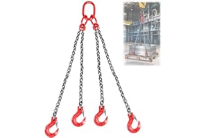 Noliven Chain Sling, 5/16'' X 5' G80 Lifting Chain 4 Legs Grab Hooks, 11000 Lbs /5 Ton Weight Capacity, Blackening Coating Ma