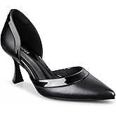 DIFEMA Kitten Heels for Women Closed Pointed Toe Women's Dress Shoes Comfortable Low Heels Party Wedding Work Pumps,Light Black,7